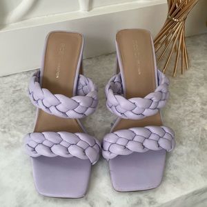 BCBGeneration Purple Braided Heel Sandals